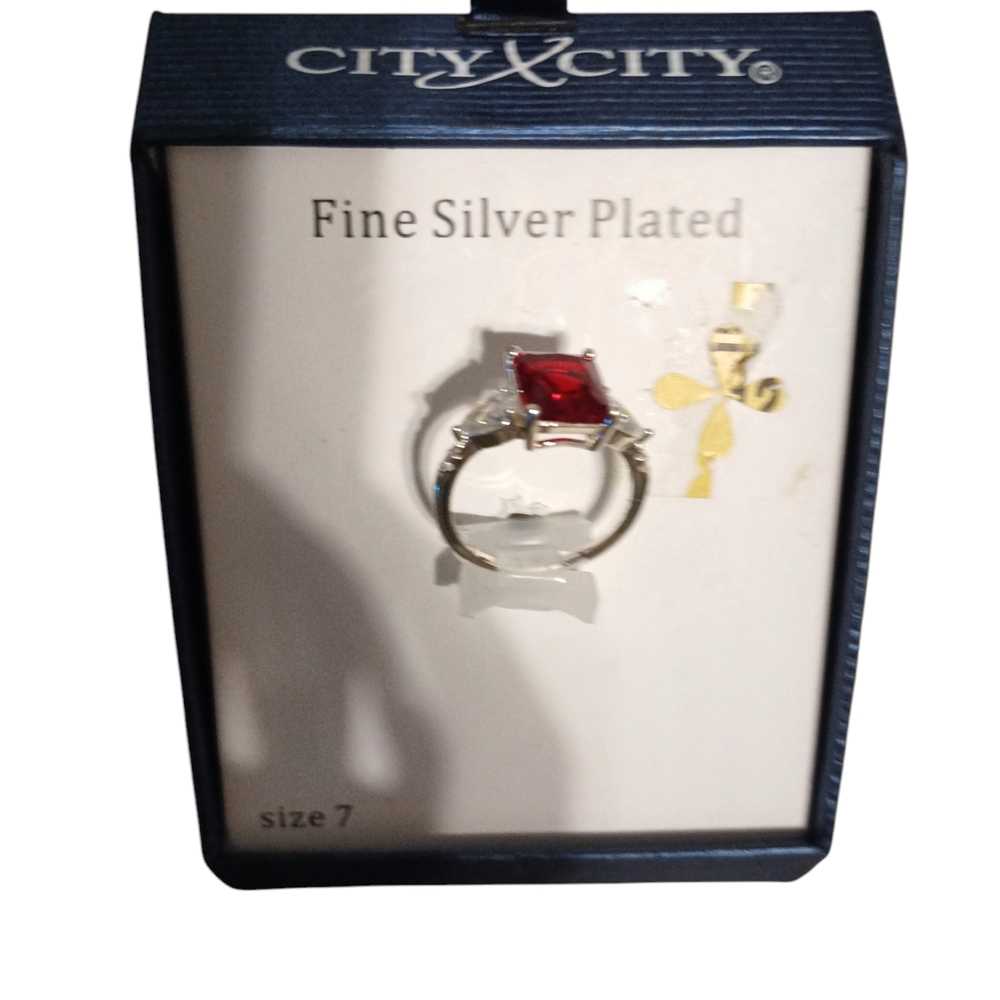Modern Red and Silver Ring